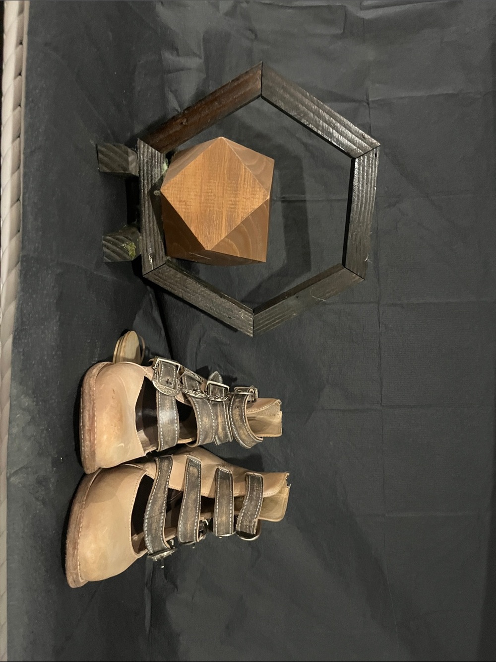 freebird Wooden Geometric Accent Sculpture in Brown and Black